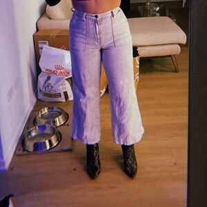 Cream wide leg jeans